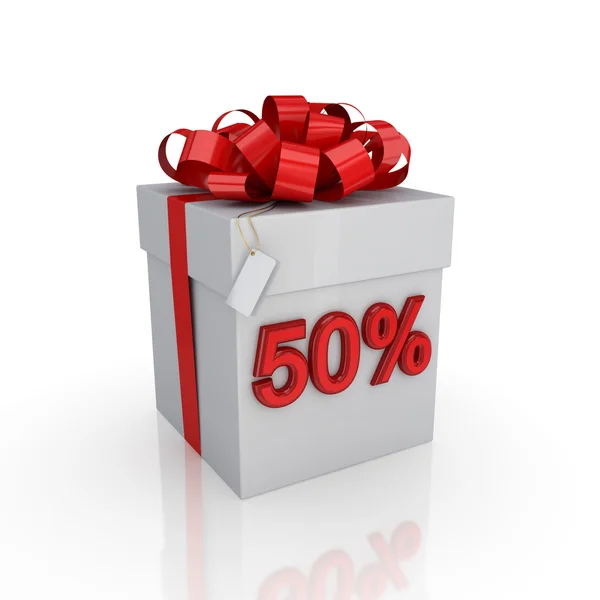 Geschenkbox mit einer Signatur 50 Prozente — Stockfoto
