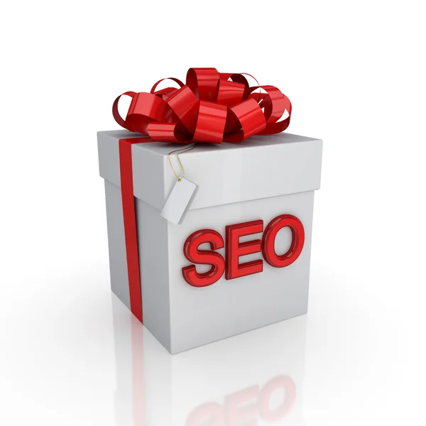 Gift box with a signature SEO. — Stock Photo, Image