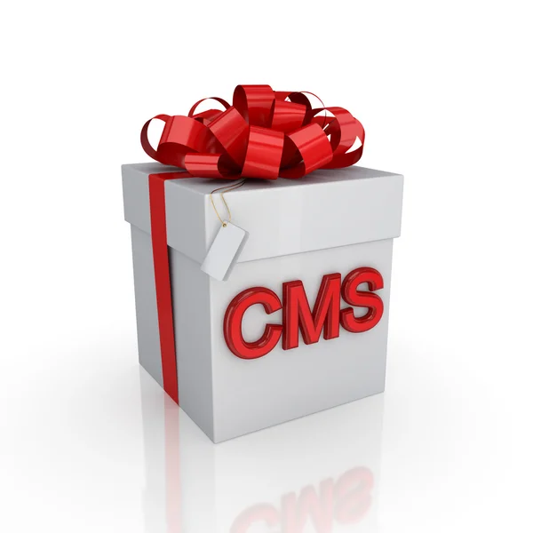 Gift box with a signature CMS. — Stock Photo, Image
