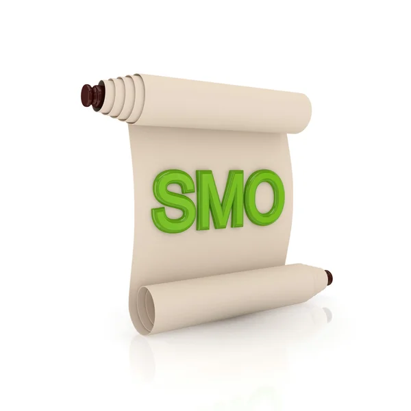 stock image Ancient scroll with a green word SMO.