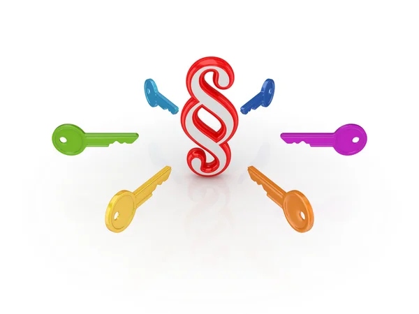Colorful keys around paragraph sign. — Stock Photo, Image