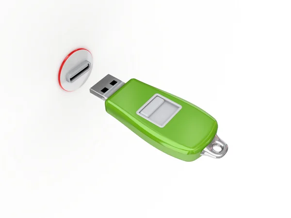Grüne USB-Flash-Speicher. — Stockfoto