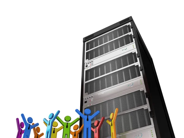 Huge server and 3d small — Stock Photo, Image
