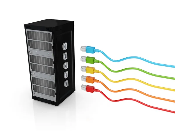 Server e patch cord colorati . — Foto Stock