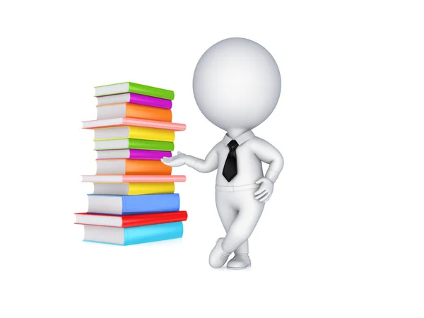 3d small person and colorful books. — Stock Photo, Image