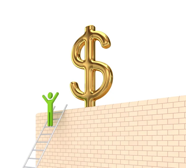 Stock image Dollar sign on a wall.