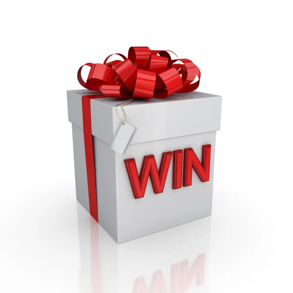 Gift box with a signature WIN. — Stock Photo, Image