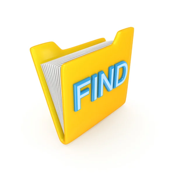 Yellow PC folder with a blue inscription FIND. — Stock Photo, Image