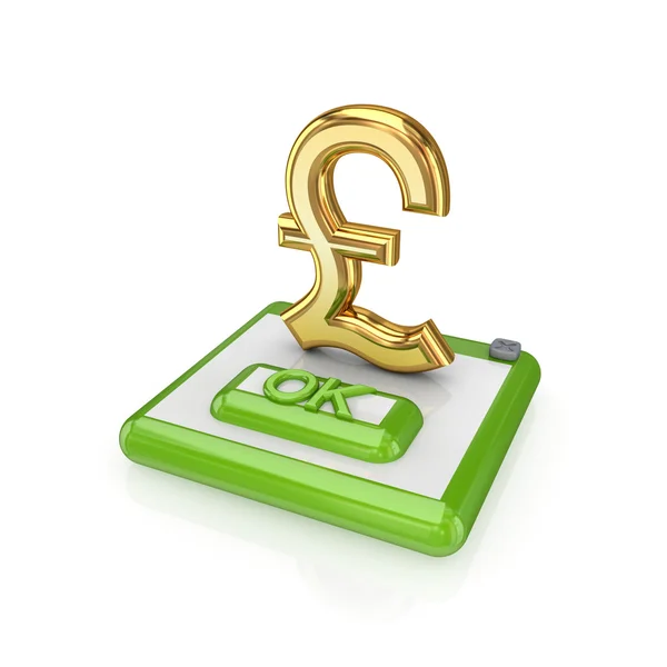 Ok button and pound sterling sign. — Stock Photo, Image