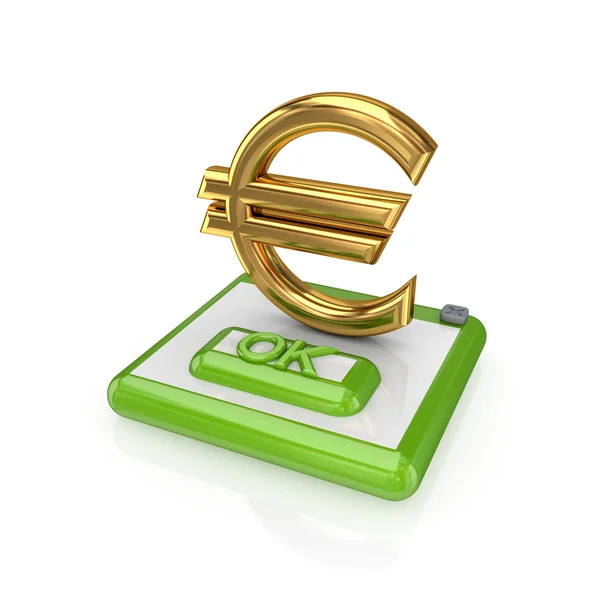 Tamam düğmesini ve euro işareti. — Stok fotoğraf