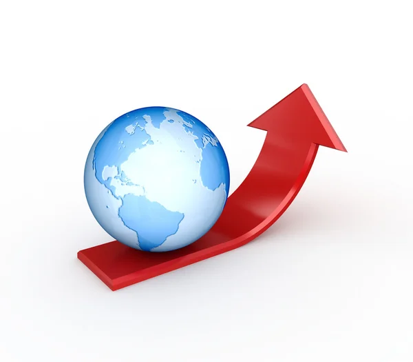 stock image Red arrow and globe.