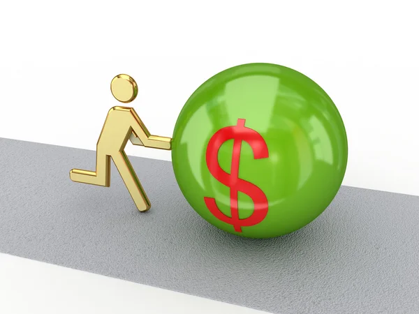 3d small person with dollar symbol. — Stock Photo, Image