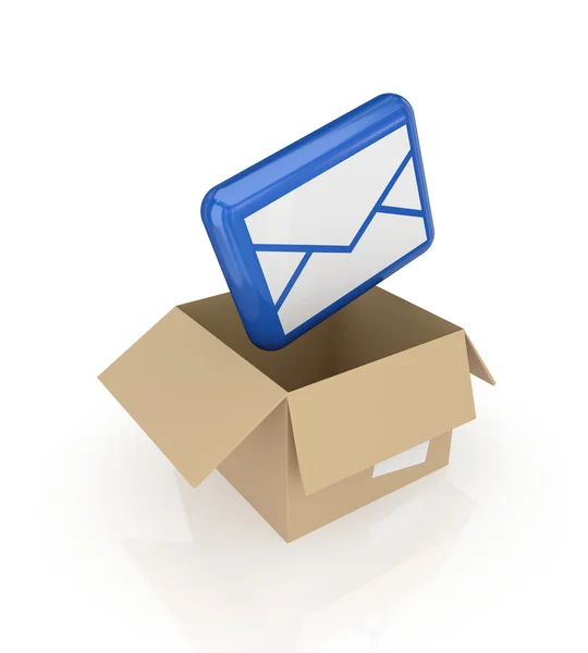 Stylized envelope in carton box. — Stock Photo, Image
