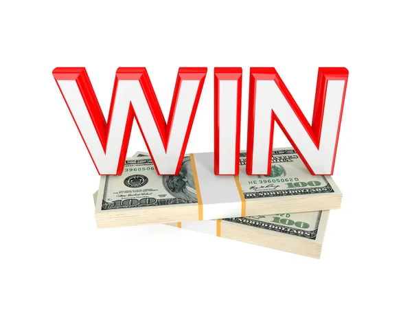 Word WIN and two packs of money. — Stock Photo, Image
