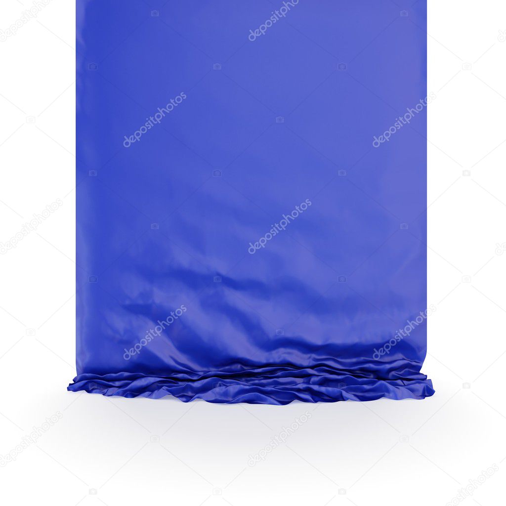 Empty blue silk drapery