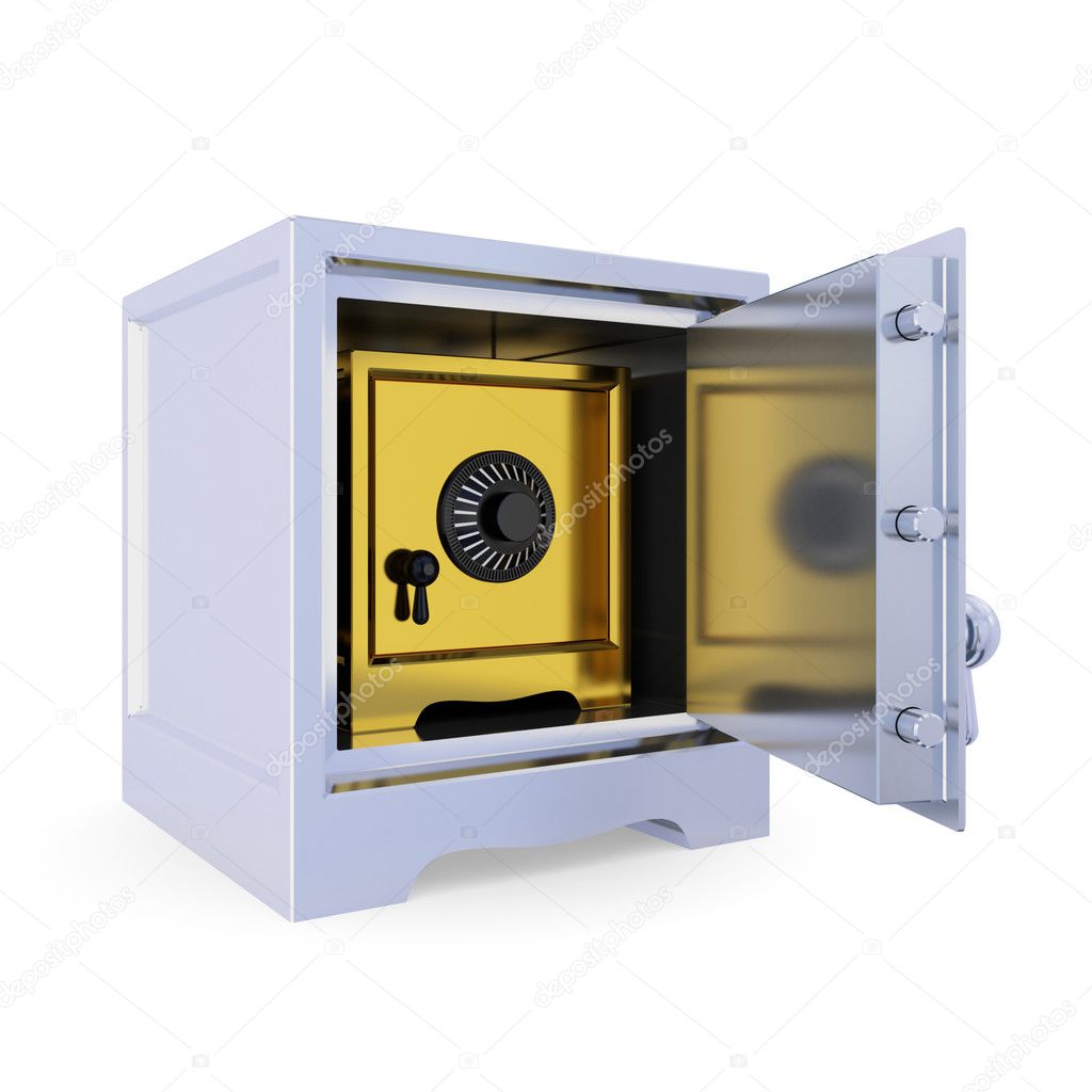 Opened iron safe and another golden safe inside.
