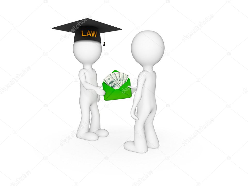 Lawyer, client and money pack