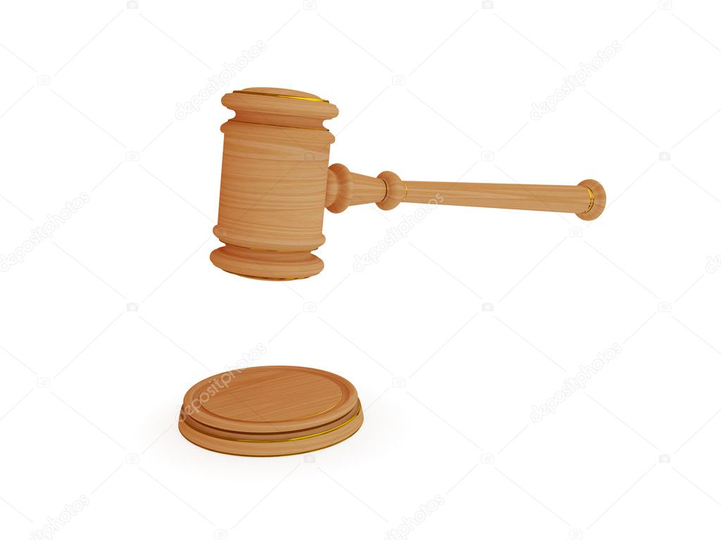 Wooden lawyer's hammer.
