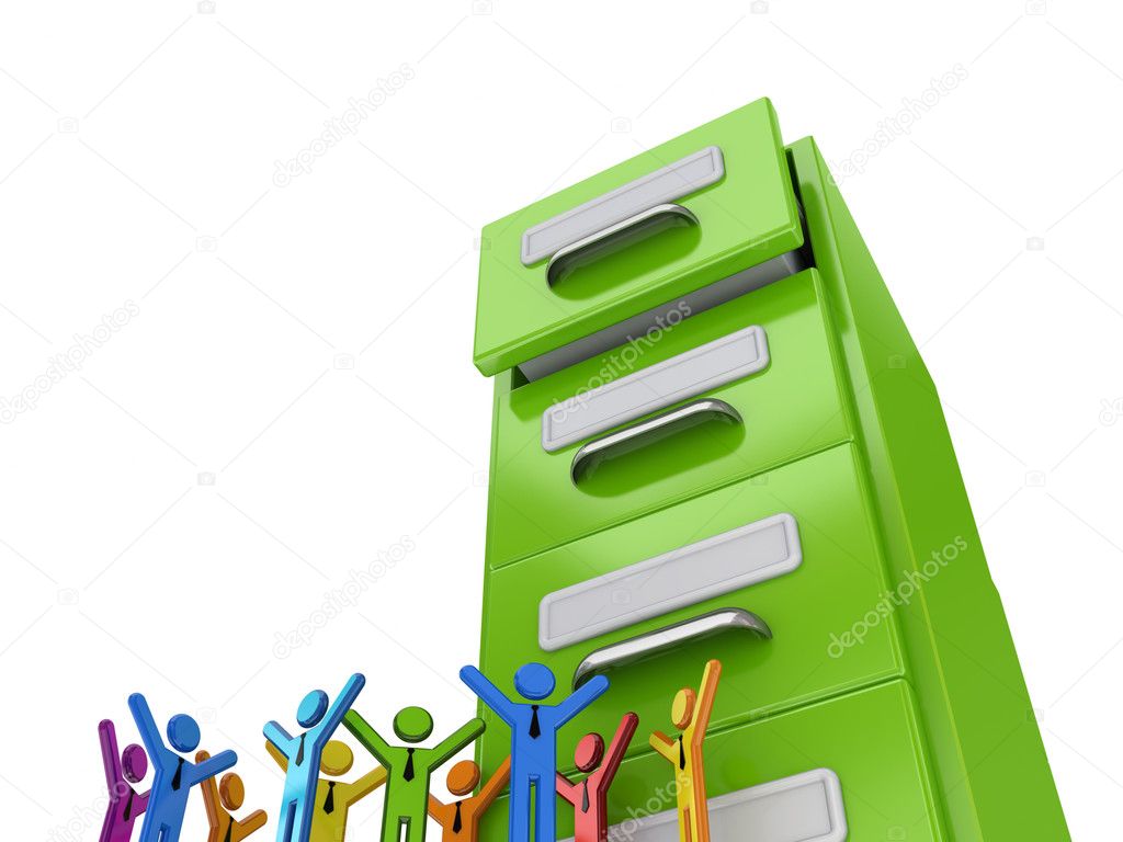 Colorful 3d small and green archive case.