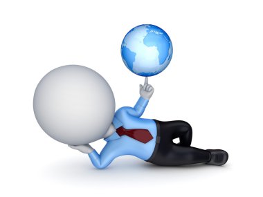 3d small person and globe. clipart