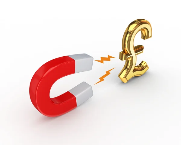Magnet and pound sterling sign. — Stock Photo, Image