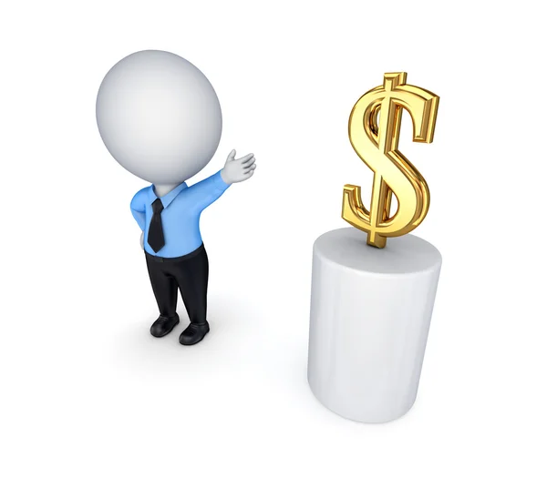 3d small person and dollar sign. — Stock Photo, Image