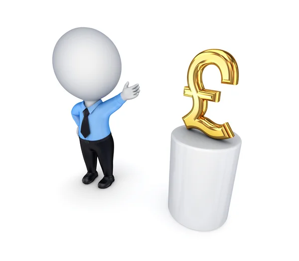 3d small person and pound sterling sign. — Stock Photo, Image
