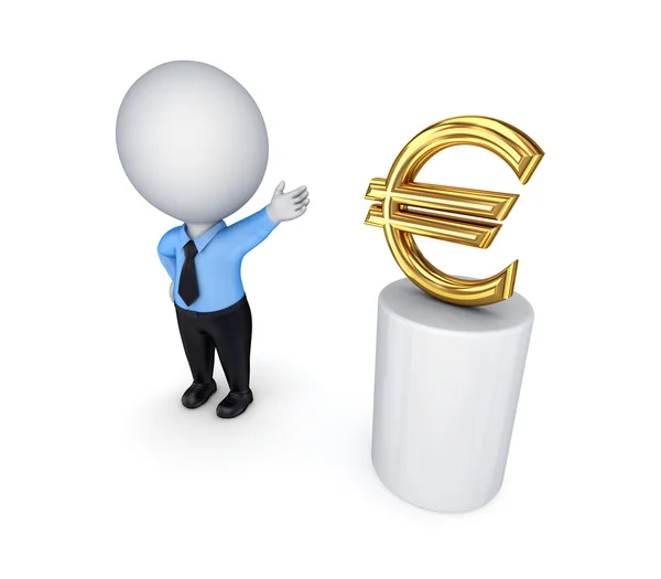 3d small person and euro sign. — Stock Photo, Image