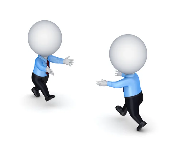 3d small running to each other. — Stock Photo, Image