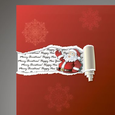 Teared paper background with Santa clipart