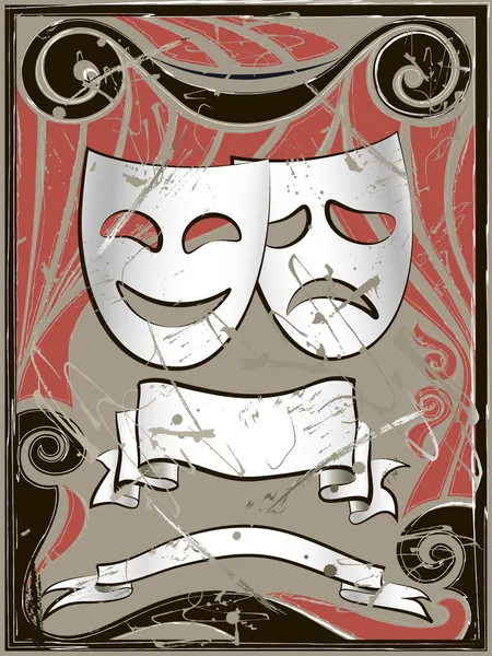Абстрактный винтажный фон с театральными масками — стоковый вектор