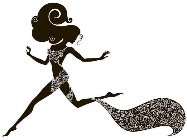 Силуэт бегущей женщины — стоковый вектор
