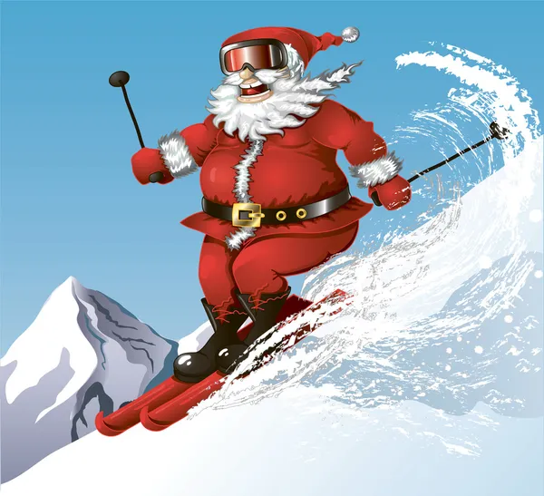 Esquí Santa — Archivo Imágenes Vectoriales