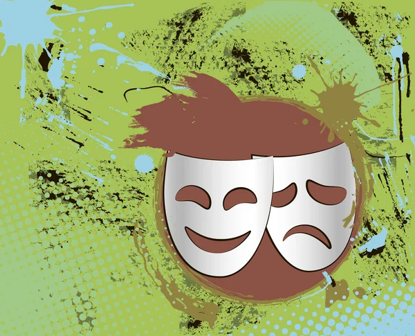 Masques de théâtre vintage emblème en couleur — Image vectorielle