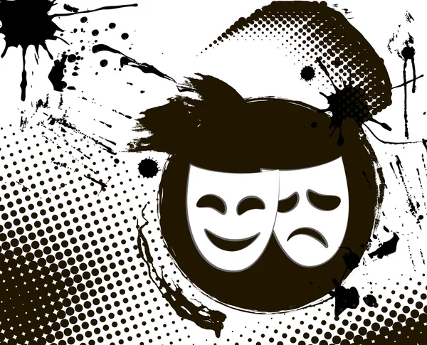 Masques de théâtre vintage emblème — Image vectorielle