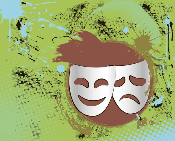 Вінтажні театральні маски емблема в кольорі Векторна Графіка
