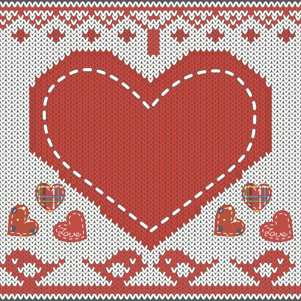 Knitted heart — Stock Vector