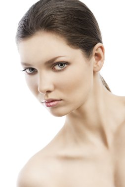 Beauty style face shot, she is skewed to the right clipart
