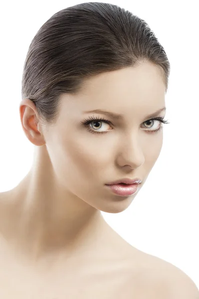 Beauty style face shot, she is turned of three quarters Stock Photo