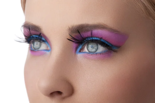 Make up in color eyes closeup — Stock Photo, Image