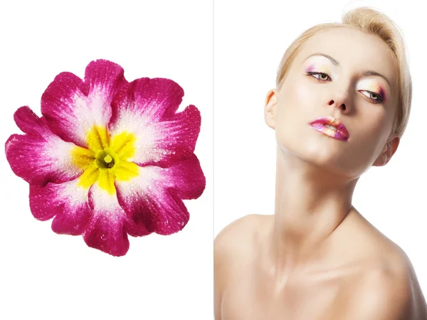 Květinové make-up, obrátila je ze tří čtvrtin — Stock fotografie