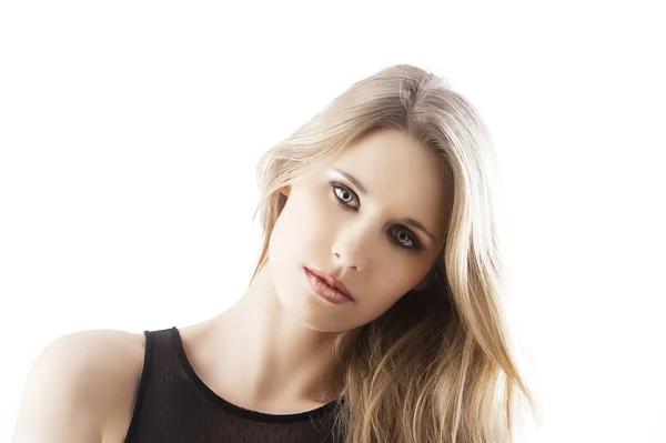 Natural blond woman, her head is bent at left — Stock Photo, Image
