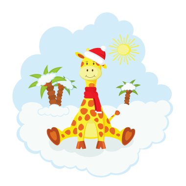 Christmas kid giraffe clipart