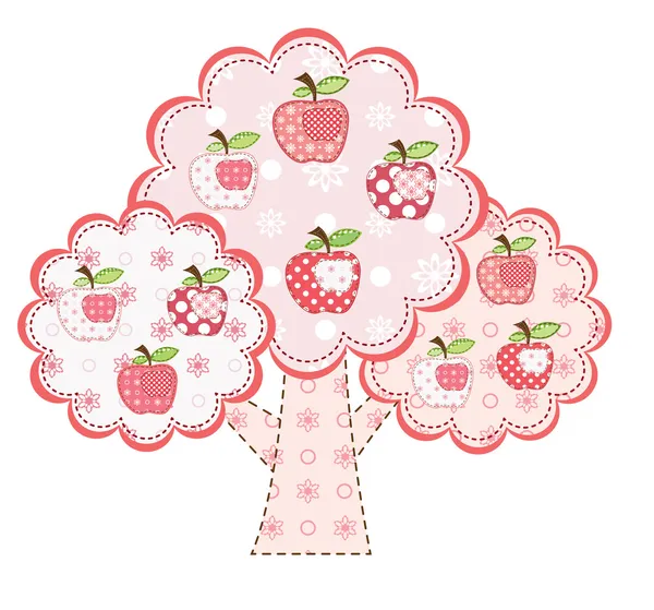 ピンクの様式化されたリンゴの木 — ストックベクタ