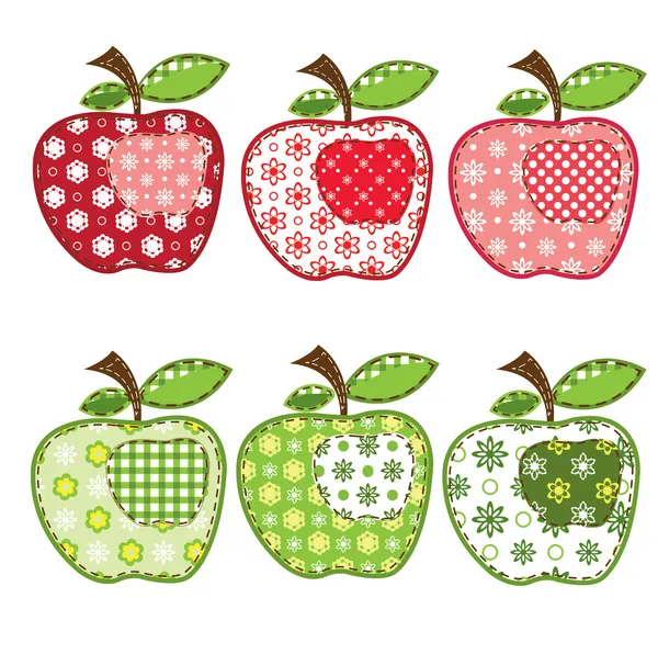 Set of patchwork apples — Stock Vector
