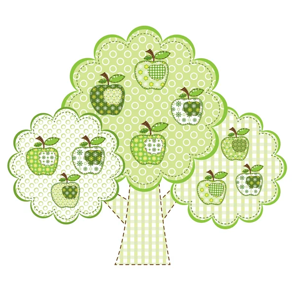 stock vector Patchwork green apple tree