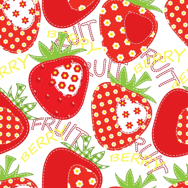 无缝缀草莓 — 图库矢量图片