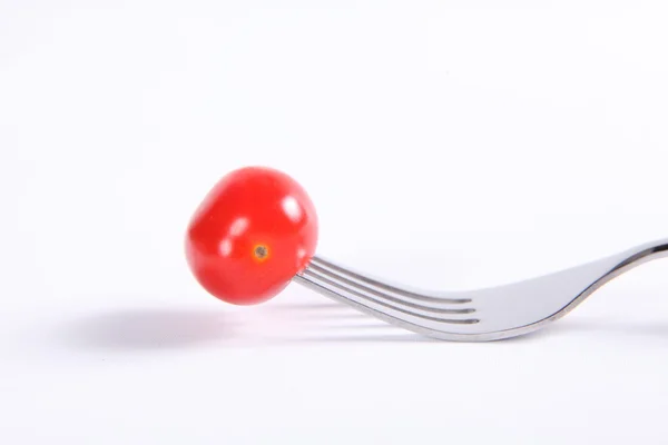 stock image Cherry tomato on fork