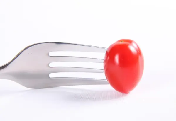 stock image Cherry tomato on fork