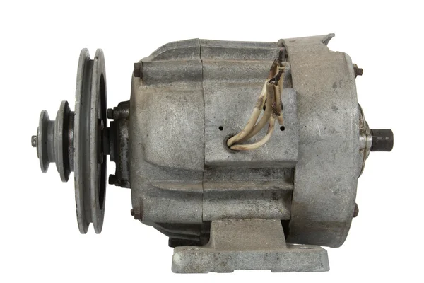 (分離されたプーリを持つ古い電気モーター) — ストック写真
